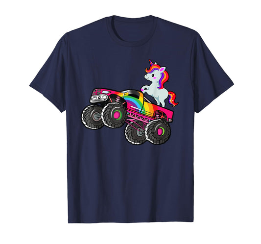 Girls Monster Truck Unicorn Rainbow Monster Truck Girl Women T-Shirt