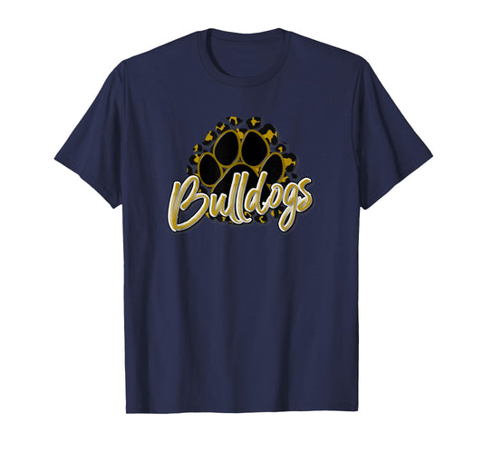 Bulldogs Gold Black Cheetah School Sports Fan Team Spirit T-Shirt