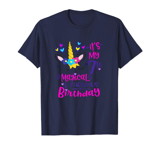 It's My 7th Magical & Fabulous Birthday 7 Year Old Unicorn T-Shirt