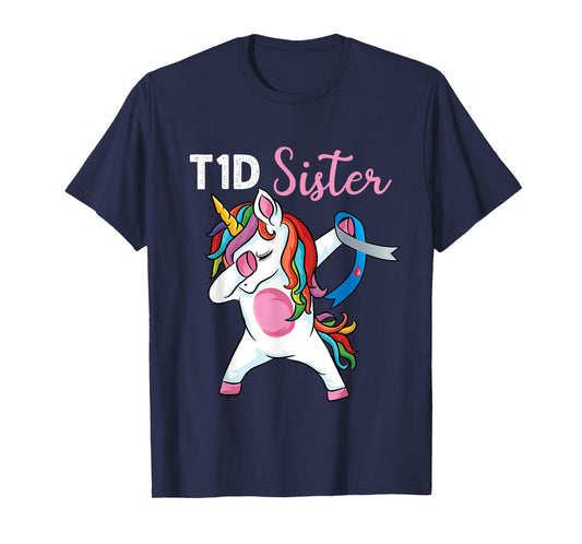 Dabbing unicorn to Support sister Type 1 Diabetes Awareness T-Shirt