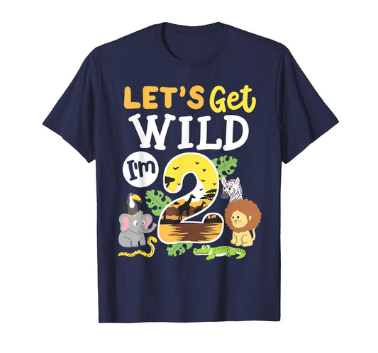 Jungle Safari Let's Get Wild 2nd Birthday Zoo 2 Year Old Kid T-Shirt