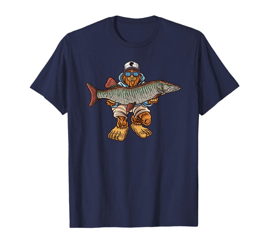Muskie Fishing Tiger Musky Hunting Bigfoot Fishermen T-Shirt