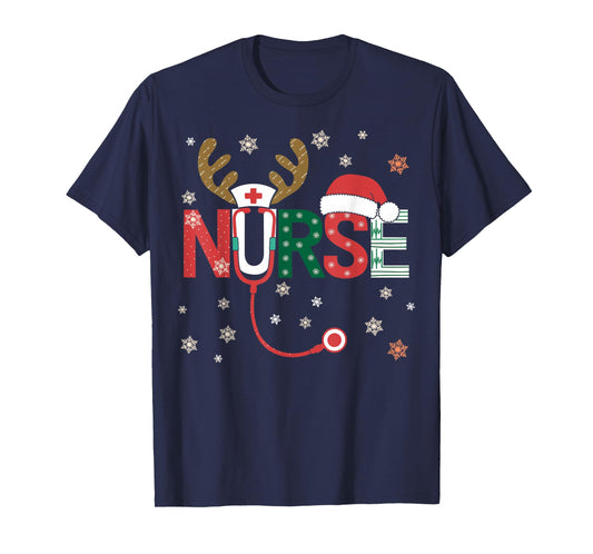 Nurse Christmas Stethoscope Nurses Xmas T-Shirt