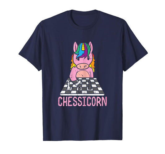Chessicorn Unicorn Playing Chess Player Women Girls Kids T-Shirt