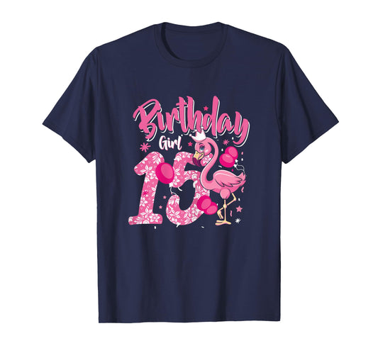 15th Birthday Gift Flamingo Fan 15 Year Old Girls 15th Bday T-Shirt