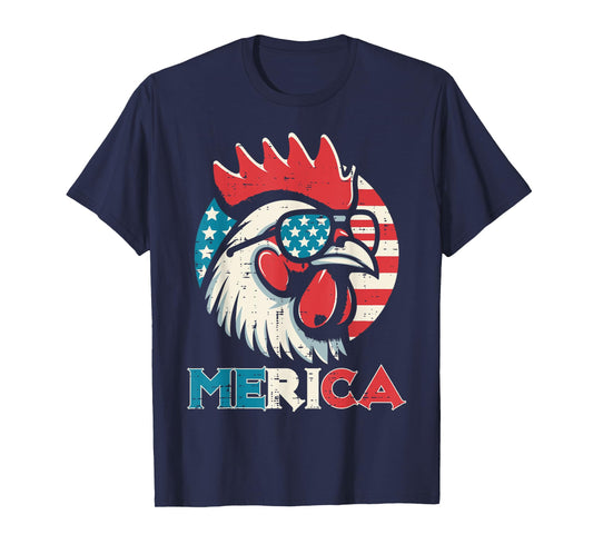 4th Of July Chicken Merica USA Flag Patriot Men Women Kids T-Shirt