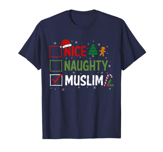 Naughty Nice Muslim Christmas Pajamas Santa Claus Xmas T-Shirt