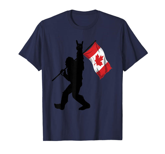 Vintage Canadian Flag BigFoot Rock'N Roll Funny Canada Day T-Shirt
