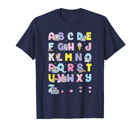 Cute Unicorn Alphabet Unicorn Girls T-Shirt