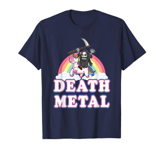 Death Metal T-Shirt Funny Rainbow Grim Reaper Unicorn Shirt T-Shirt