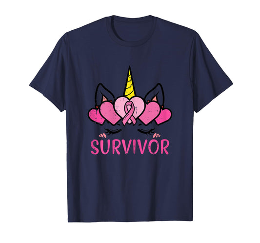 Unicorn Facee Survivor Cute Breast Cancer Awareness Women T-Shirt