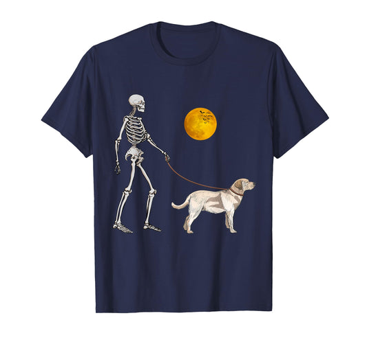 Labrador Retriever Skeleton Dog Walking Halloween Costume T-Shirt