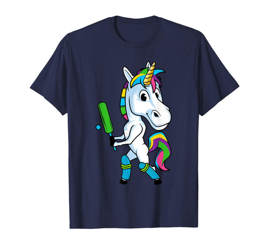 Funny Unicorn Sports Cricket Magical Bat And Ball Game T-Shirt