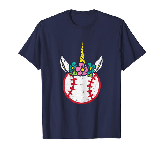 Unicorn Head Baseball Cute Sport Lovers Kids Girls Women T-Shirt