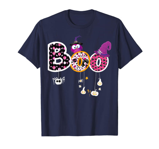 Boo Halloween Costume Spiders, Ghosts, Pumkin & Witch Hat T-Shirt