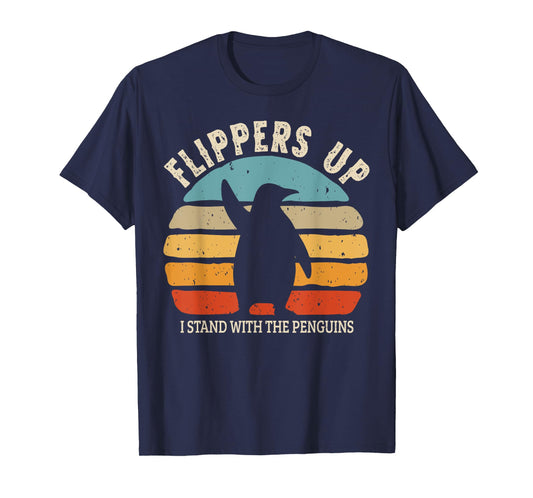 Flippers Up I Stand With The Penguins Retro Sunset Vintage T-Shirt