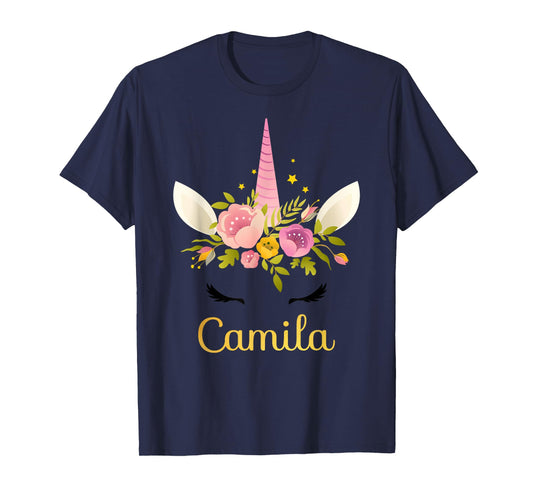 Camila Unicorn Name Happy Birthday Girl Bday Party T-Shirt T-Shirt