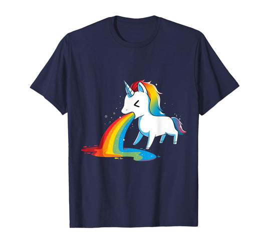 Unicorn Puking Rainbows Graphic T shirt Funny Rainbow Puke T-Shirt