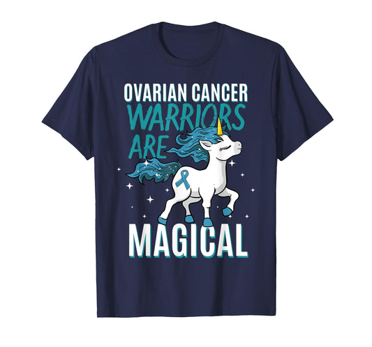 Ovarian Cancer Warrior Magical Unicorn Teal Ribbon Carcinoma T-Shirt