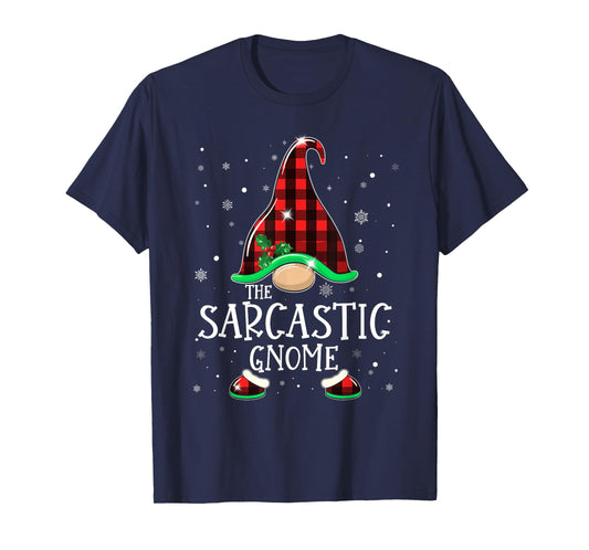 Funny SARCASTIC Gnome Buffalo Plaid Matching Christmas Xmas T-Shirt