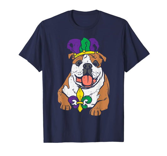 Jester English Bulldog Mardi Gras Funny Dog Men Women Kids T-Shirt