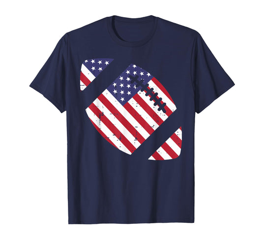 American Football US Flag Vintage 4th Of July Patriotic T-Shirt