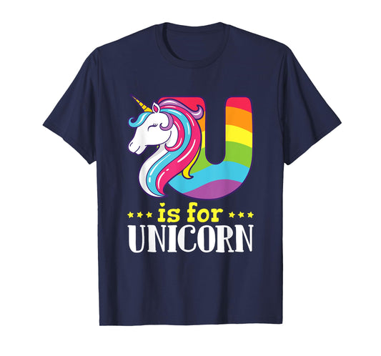 U Is for Unicorn Cute Alphabet Rainbow T-Shirt