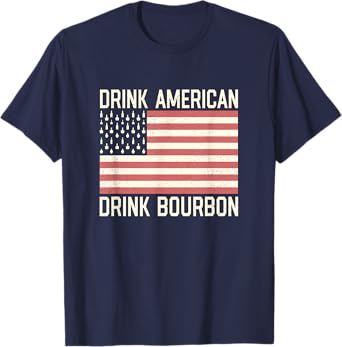 Drink American Bourbon Bottles American USA Flag T-Shirt