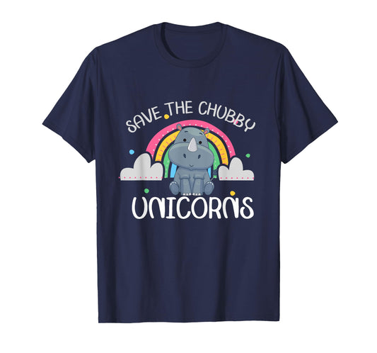 Funny Rhino Animal Rights Vintage Save The Chubby Unicorns T-Shirt