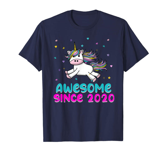 Unicorn Birthday Girl Gift Love Awesome Since 2020 T-Shirt
