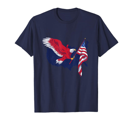 American Bald Eagle with Flag USA 4th of July Patriotic T-Shirt