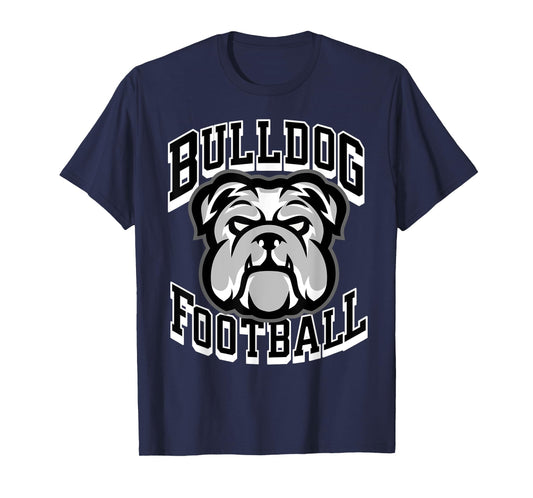 Bulldogs Football Game Day Print Mom Dad Black T-Shirt