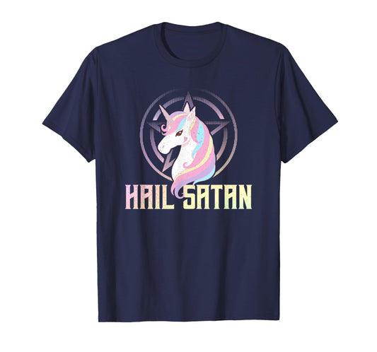 Hail Satan Unicorn Pentagram Pastel Goth Occult T-Shirt