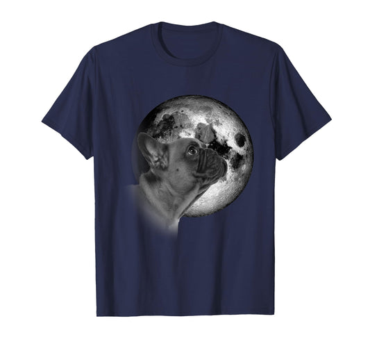 Funny cute French Bulldog with Moon Frenchie Dog Lovers T-Shirt