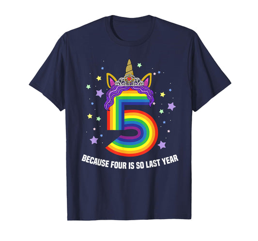 5 Years Old Birthday Girl Unicorn Rainbow 5th Birthday Gift T-Shirt