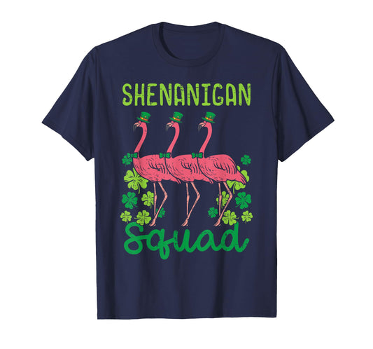 Shenanigan Squad Flamingo Cute St Patricks Day Bird Animal T-Shirt