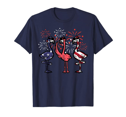 4th July American Flamingos US Flag Patriotic Men Women Kids T-Shirt