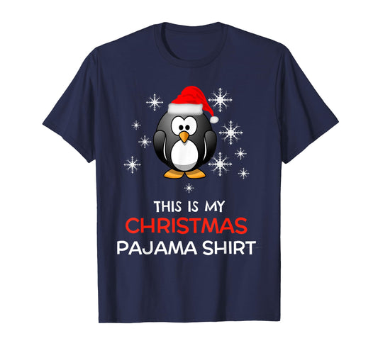This is My Christmas Pajama Shirt Penguin Santa T-Shirt