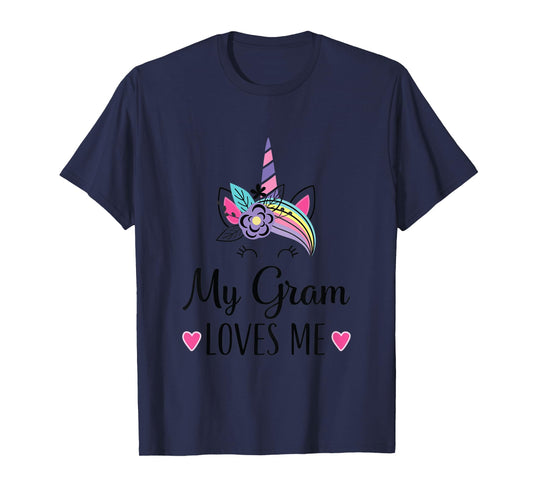 Kids My Gram Loves Me Unicorn Granddaughter T-Shirt