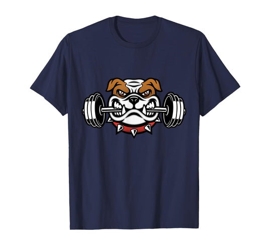 Funny Bulldog Weightlifting Fitness Gym T-Shirt for Men Women Kids