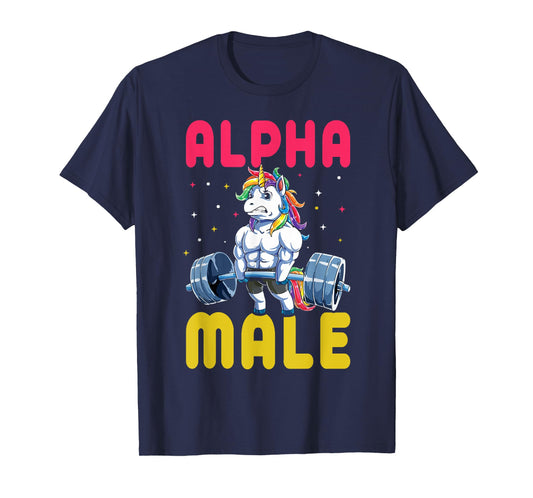Alpha Male Men Unicorn Funny Weightlifting Workout Gym T-Shirt