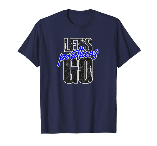 Go Panthers Mascot School Spirit Blue and Black T-Shirt
