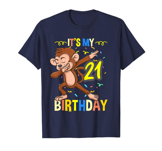 Its My 21st Birthday Dabbing Monkey Animal T-Shirt