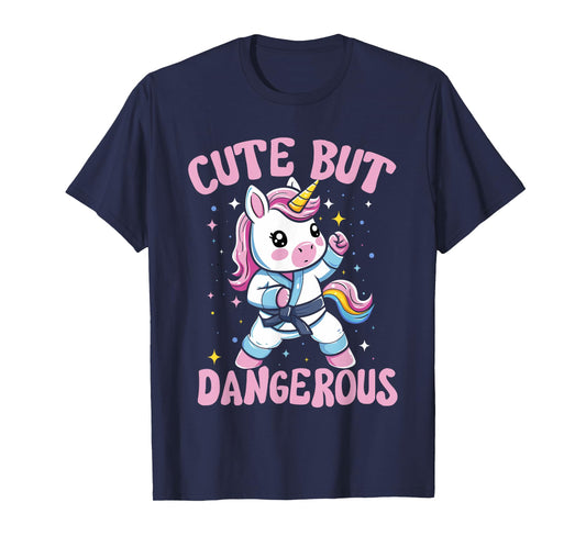 Cute But Dangerous Kawaii Unicorn Playing Karate Girls T-Shirt