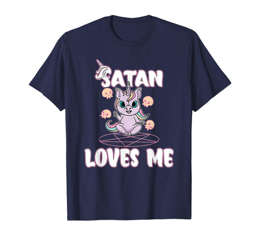 Satan Loves Me - Satanic Unicorn Satanism Baphomet T-Shirt