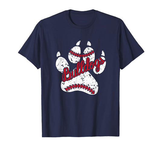 Go Bulldogs Pawprint School Mascot Spirit Baseball T-Shirt