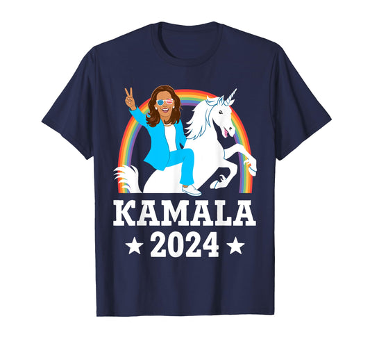 Kamala 2024 - Kamala Harris Riding Unicorn Funny T-Shirt