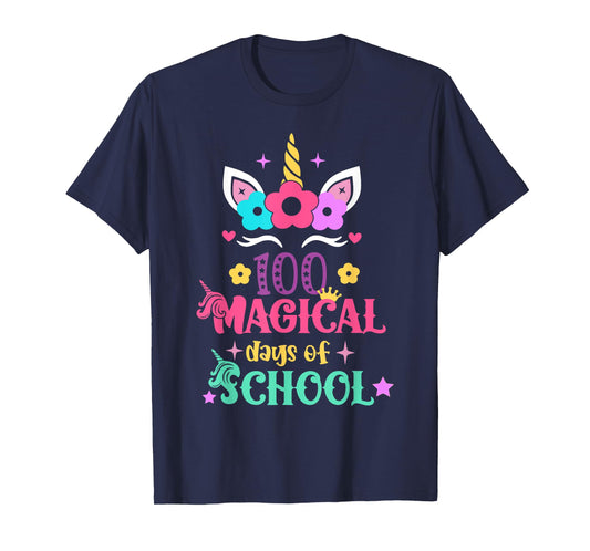 100th Day of School Unicorn 100 Magical Days Women Girls T-Shirt
