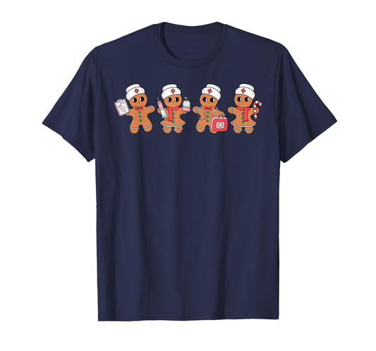 Cute Nurse Squad Gingerbread Christmas Holiday Pajamas Funny T-Shirt