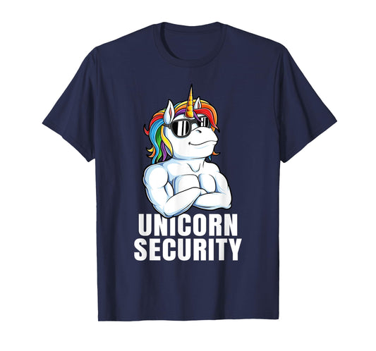 Unicorn Security Funny Rainbow Muscles Dad Unicorn T-Shirt